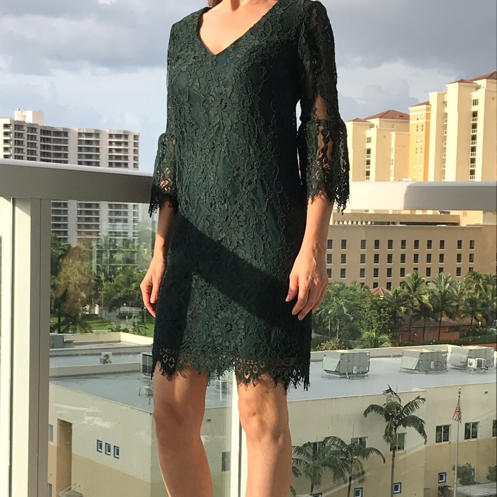Trina Turk stunning green lace dress, size 0, new